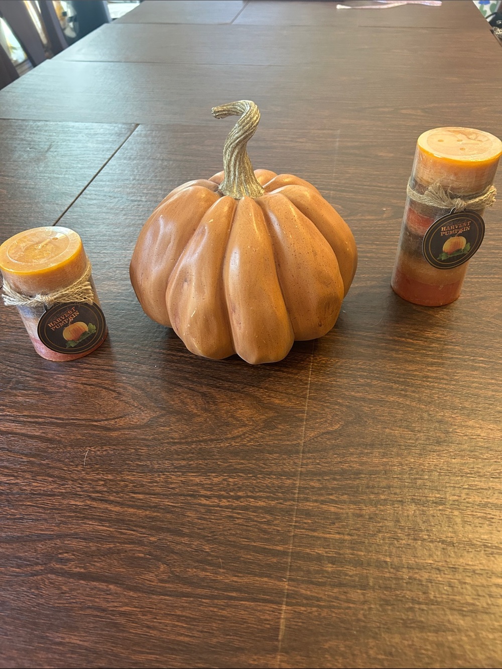 Hobby Lobby Rustic Orange Harvest Pumpkin with Coordinating Candles